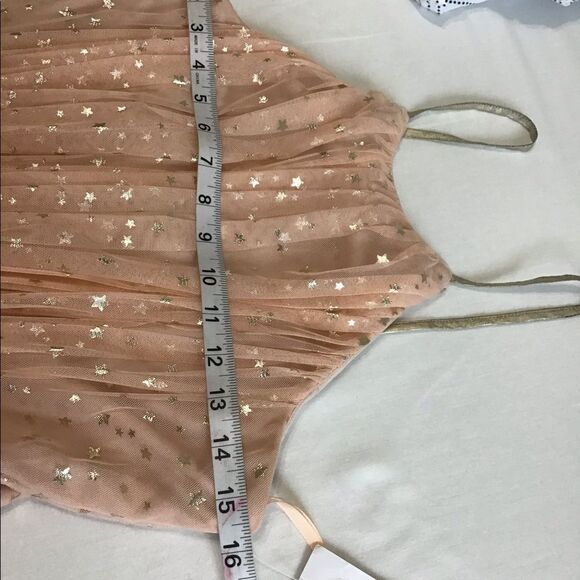City Studio Fit And Flare Mini Dress Sheer Spaghetti Strap Gold Stars Size 11 - Picture 11 of 13